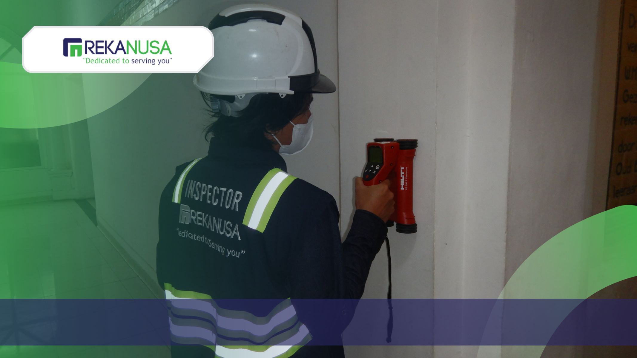 Tim Rekanusa sedang melakukan Rebar Scan pada kolom lantai dasar Gedung