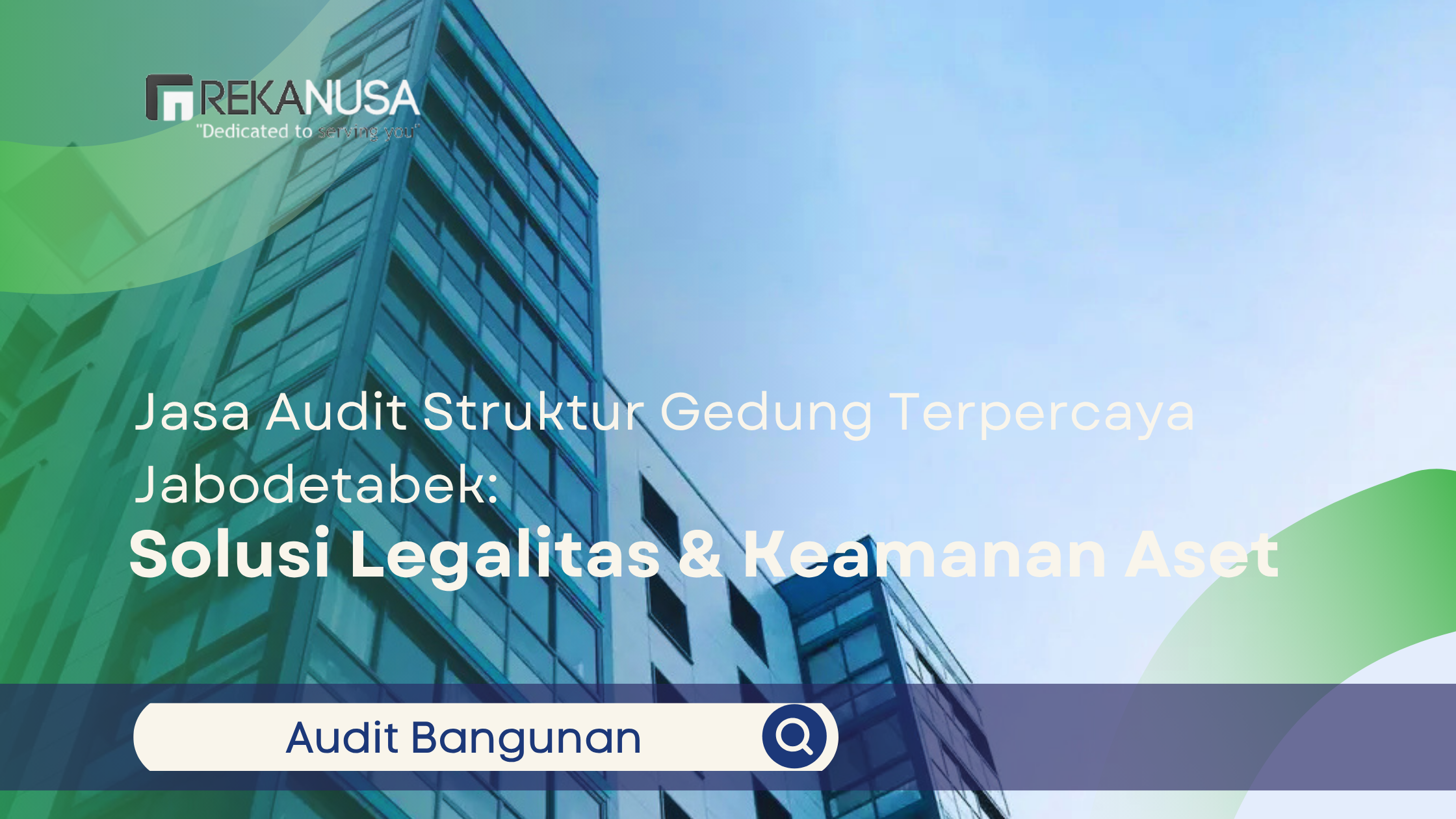 Ilustrasi gedung modern dengan layanan jasa audit struktur bangunan terpercaya untuk legalitas dan keamanan aset