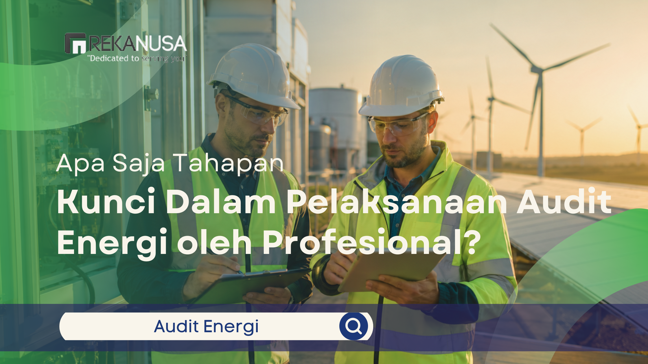 Audit energi oleh profesional dengan teknisi melakukan pemeriksaan dan analisis efisiensi energi di fasilitas industri.